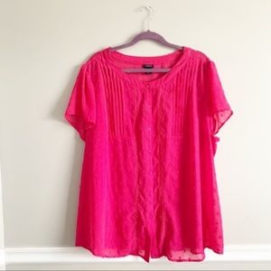 Torrid Pink Ruffle Top with Cap Sleeves (Size 3X)